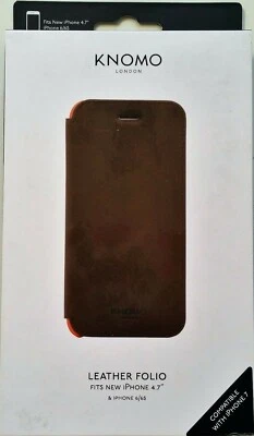 Funda tipo folio de cuero Knomo London para iPhone SE 2 (2020), 8, 7, 6, 6s marrón nueva Foto 1 de 4