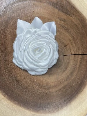 Peine de pelo hecho a mano 3" flor novia formal pasador francés blanco Foto 1 de 3