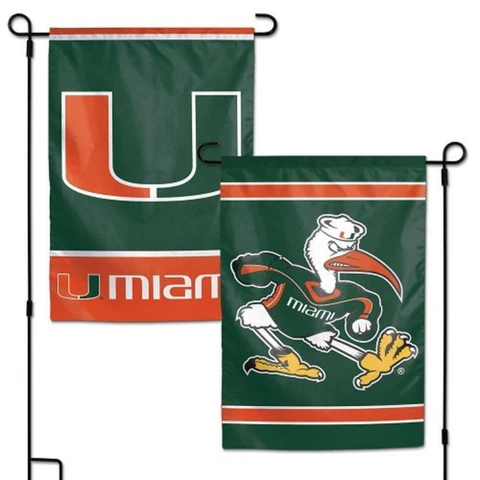 Miami Hurricanes 2 Sided Garden Flag 12.5" x 18" [NEW] NCAA Fan Yard Outdoor Cover