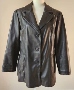 Y2K Avanti Womens Vintage Black Supple Soft Mid Length Leather Jacket 1X Plus Sz - Picture 1 of 8
