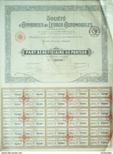 Levage automobiles (Sté d'ppareils)Action 100 fr Paris 1928 - Picture 1 of 1