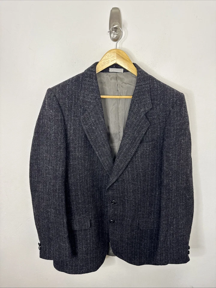 Abrigo Deportivo Blazer Harris Tweed Hombre 42L Alto Lana Gris Negro Foto 1 de 4