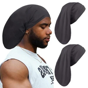 Long Hair Dreads Lock Head Wrap Sleeping Cap Hair Accessories Men 2 Packs - Picture 1 of 6