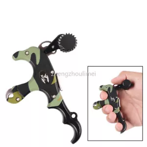 Adjustable 3 4 Finger Grip Archery Thumb Trigger Release compound Bow wrist rope - Picture 1 of 11