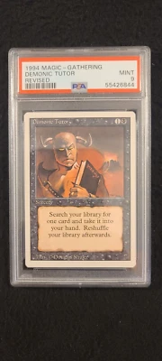 PSA 9 Mint Demonic Tutor 1994 MTG Revised Edition Magic The Gathering Black - Image 1 of 2
