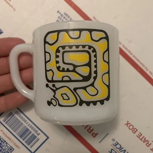 Vintage Federal Milk Glass Coffee Mug SNAKE Caterpillar Design Cup Mid Century - Picture 1 of 9