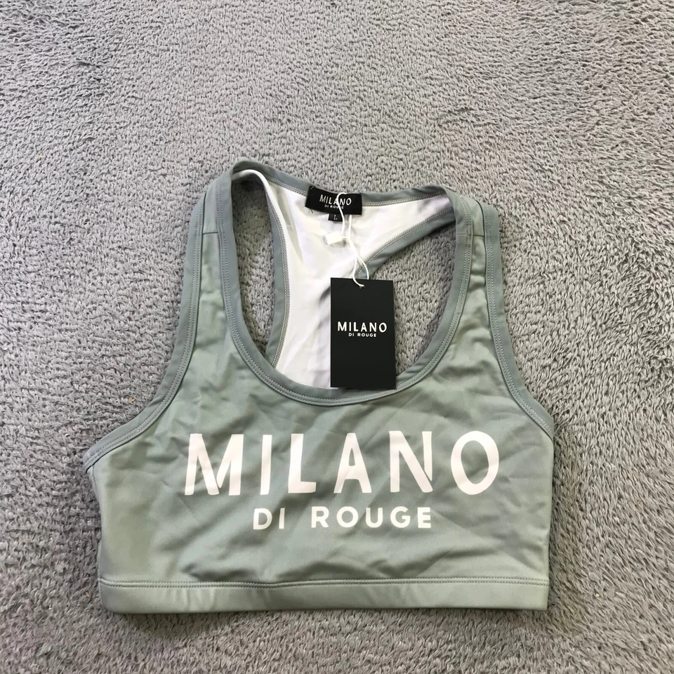 Top corto grande Milano Di Rouge para mujer verde blanco camisa informal Foto 1 de 4