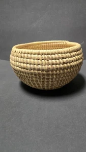 Handgefertigte Süßgras geflochten Korb Schale Gullah Kultur natur rund gewickelt rustikal - Bild 1 von 9