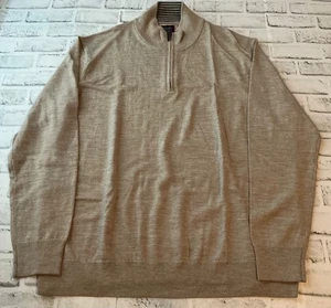 UNTUCKit Herren Pullover 2XL 1/4 Zip Braun Merino 100% Wolle Freizeit Preppy Papa - Bild 1 von 6