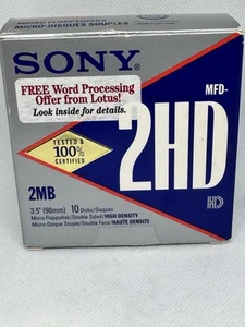 9-Pack Sony 3.5" Micro Floppy Disks - MFD-2HD- IBM Formatted Opened New - Picture 1 of 10