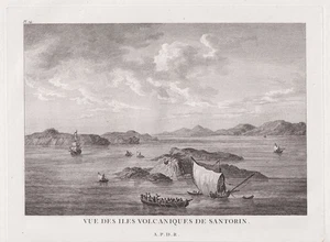 Santorini Santorin island Insel Greece volcano Cyclades Aegean Sea engraving - Bild 1 von 1