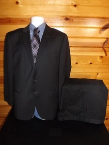 Joseph Abboud 44R W40 L30 Dark Gray Super 100's Wool Flat Front Suit - Picture 1 of 11