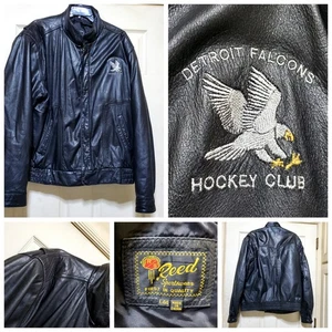 Vintage Detroit Falcons Jacke Herren Large Schwarz NHL Hockey Club Leder 90s Moto - Bild 1 von 23