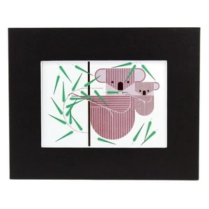 Charley Harper Koala Bear Matted Art Postcard Black Style A Ready to Frame - Picture 1 of 1