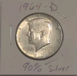 1964-D Kennedy Half Dollar 90% Silbermünze - Bild 1 von 2