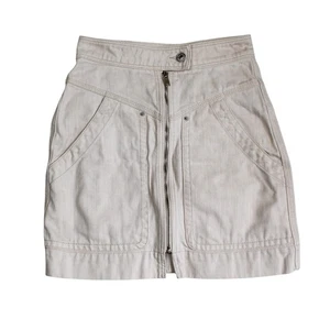 Isabel Marant Etoile Mini Jeans Rock Damen 34 XS Beige Reißverschluss Utility Taschen - Bild 1 von 6