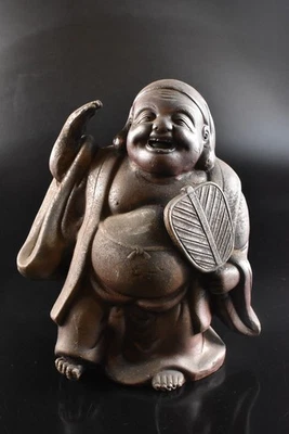 U7691: XF Japanese Old Bizen-ware Hotei-shaped STATUE, auto - Image 1 of 4