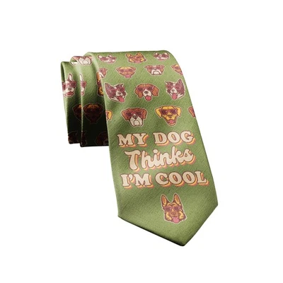 My Dog Thinks Im Cool Necktie Funny Neckties for Men Cool Dog Tie Mens Novelty - Image 1 of 4