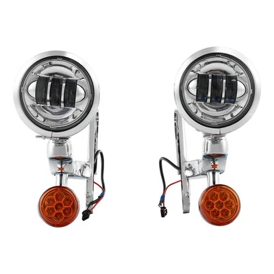 4.5" Turn Signals LED Spot Fog Light Bracket Fit For Harley Road King 1994-2023 - Image 1 of 4