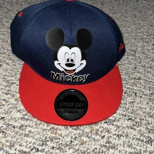 Mickey Mouse Hat Cap Youth SnapBack Adjustable Blue Rubber Logo - Picture 1 of 3