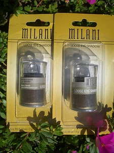 2 MILANI LOOSE SILKY SMOOTH, SHIMMERY EYE SHADOW with BRUSH, #01 GOLDEN GREEN - Picture 1 of 1