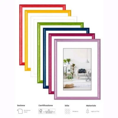 Cornice Foto Portafoto da tavolo da muro COLORS legno di Pino Colori Assortiti
