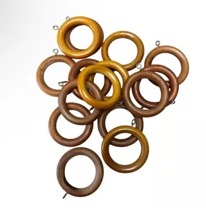 Anillos de cortina de madera x 15 artesanales boho decoración del hogar macramé mezclados vintage usados - Imagen 1 de 4