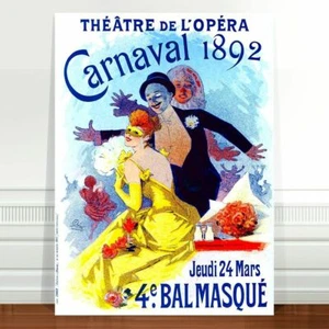 Stunning French Theater Poster Art ~ CANVAS PRINT 8x10" ~ Carnival 1892 - Picture 1 of 1
