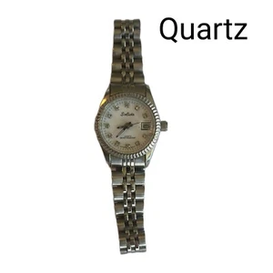 Ladies Watch Quartz Analog Stainless Steel Band Diamond Dial - Picture 1 of 4