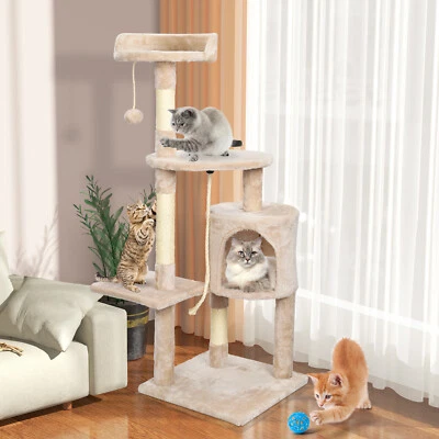 U`KING Katzen kratzbäume Katzenbaum kratzturm Katzenregale Sisal Kletterturm 112 cm XL