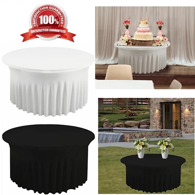 Rüschentischdecke 60" Rund Spandex Tischbezug Für Hochzeitsfeier - Bild 1 von 3