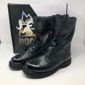 NIB Rocky 2090 Boots Mens 8M Paraboot Jump Field Military Black Leather Side Zip - Picture 1 of 10