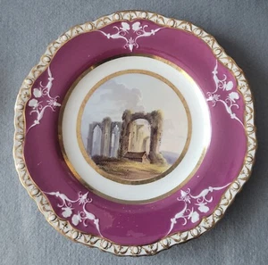 ANTIQUE SPODE PORCELAIN HAND PAINTED SCENE OF FURNESS ABBEY DESSERT PLATE C1825 - Picture 1 of 4