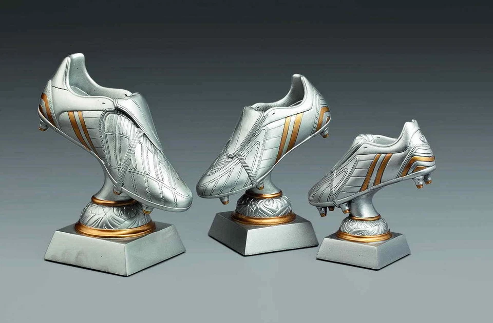 FDPOKALE Sport Figur Fußball Pokal Torschützenkönig Spieler,Silbener Schuh,incl.Gravur