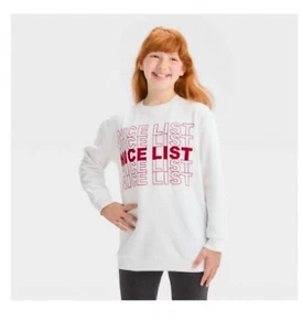Art Class Girls 'Nice List' Holiday Sweatshirt White Size L 10/12 - Picture 1 of 1