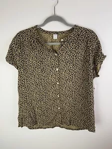 Old Navy Womens Medium Leopard Button Front Rayon Top NWT - Picture 1 of 8