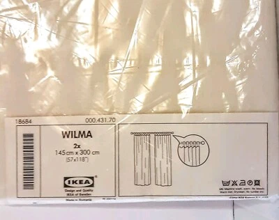 IKEA WILMA Tab Top Curtains 57"x118" NIP 2 Panels Natural Cotton Poly Blend 2001 - Image 1 of 3