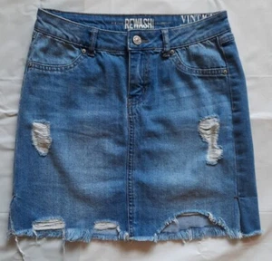Rewash Vintage Reunion Distressed Raw Hem Cut-Off Jean Skirt Women's Size: 1/25 - Picture 1 of 3