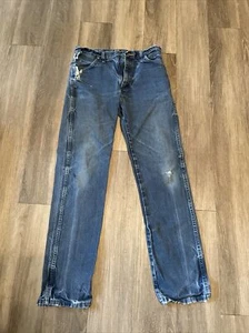 Vtg Wrangler Men Jeans 31 x 34 13Mwz Faded Distressed Y2K Regular Fit Mid Rise - Picture 1 of 12