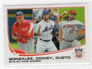 Gio Gonzalez R.A. Dickey Johnny Cueto 2013 Topps Baseball League Leaders #287 - Picture 1 of 1