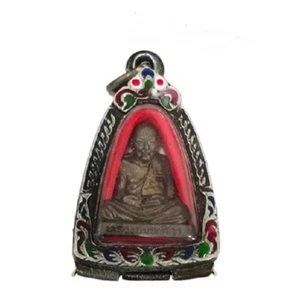 Thai Amulet Statue Luang Pu Maha Sila Pendant Wealth Lucky Money Rich Fortune - Picture 1 of 8