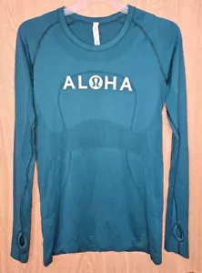 Lululemon ALOHA Manica Lunga Veloce VERDE RARO TAGLIA 10 - Foto 1 di 5