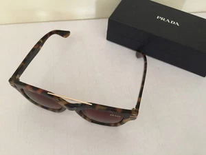 Prada SPR51NS Sunglasses Havana square Frames Amber Gradient lenses w/Prada case - Picture 1 of 6