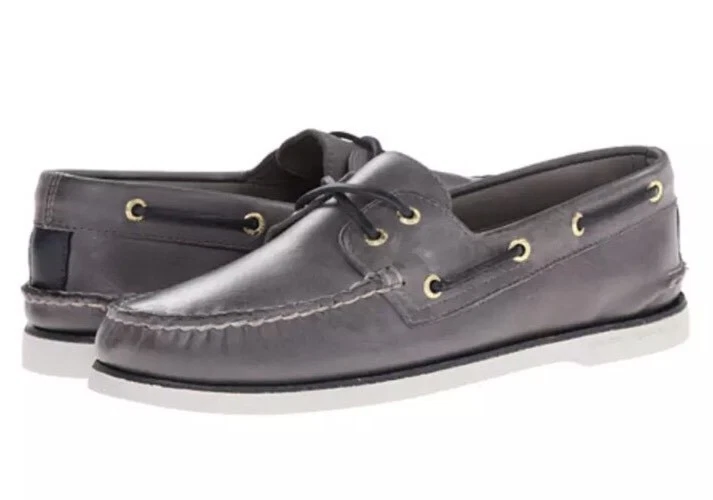 Sperry Top Sider Gold Cup 2 Eye Grey Men's Leather Boat Shoe Sz 8m 2121
