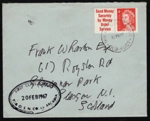 1967 LETTER TO SCOTLAND 4c BOOKLET WITH TAB - "THURSDAY IS PAQUEBOAT" CANCEL - Picture 1 of 2