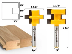 Ensemble de bits de routeur langue et rainure 3/4" 2 bits - tige 1/4" - Yonico 15226q - Photo 1/9