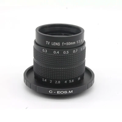 Fujian 50mm F/1.4 CCTV Movie Lens C Mount for EOSM EF-M Mount Mirrorless Camera - Image 1 of 4