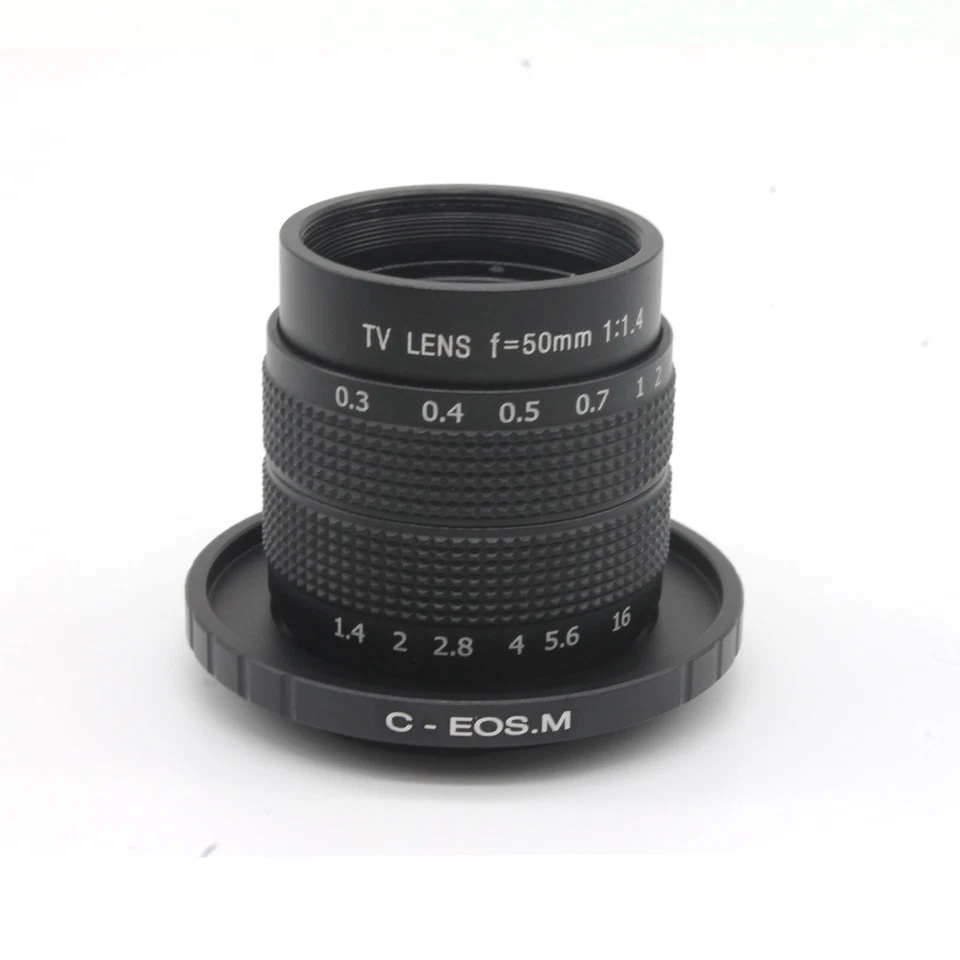 Fujian 50mm F/1.4 CCTV Movie Lens C Mount for EOSM EF-M Mount Mirrorless Camera - Image 1 of 4