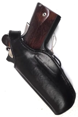 Bianchi #19L Colt 1911 3" Detonics Left Hand Black Belt Holster Suede Lined NOS - Image 1 of 4