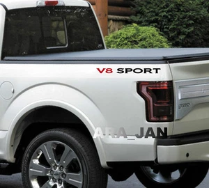V8 SPORT Vinyl Decal Truck bed Pickup racing sticker logo emblem BLACK/RED - Bild 1 von 1